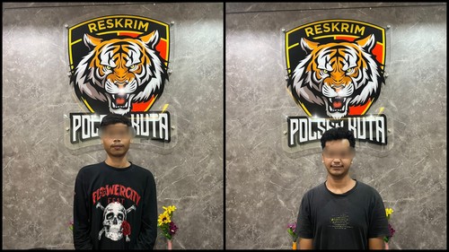 Muhammad Danu Ramadhan (24) dan Mario Adi Nugraha (21), dua mahasiswa asal Jakarta ditangkap pada Jumat (26/11/2024) akibat mencopet puluhan ponsel saat konser di Keramas Aero Park, Kecamatan Blahbatuh, Gianyar. (Dok Polsek Kuta)