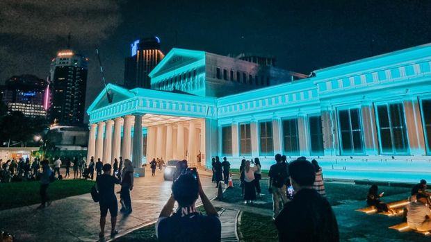 Museum Nasional Indonesia di malam hari pada Sabtu (26/10/2024).