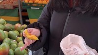 Tinggal di Belanda membuat Rachel Aman dan suami lebih aktif mengurusi segala kebutuhan rumah sendiri. Termasuk berbelanja persediaan buah-bauhan di pasar lokal. Foto: Instagram/auroramanda95