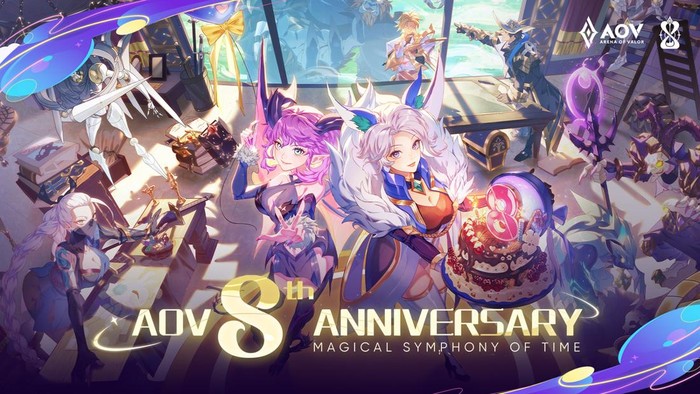 Dalam rangka merayakan ulang tahunnya yang ke-8, Arena of Valor menghadirkan event menarik bertajuk Sumphony of Time. Di dalamnya, pengembang sudah menyiapkan beragam skin spesial.