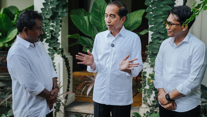 Amir Hamzah dan Jiji saat bertemu dengan Jokowi di Solo