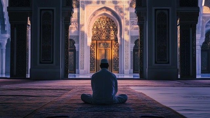 Ilustrasi dzikir, berdoa, dan sholawat.