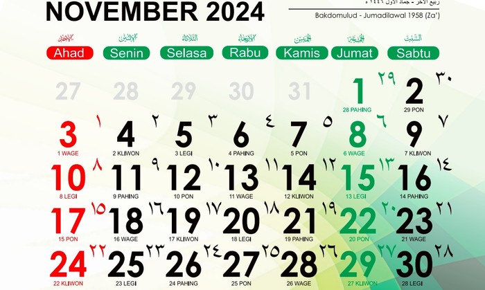 Kalender November 2024.