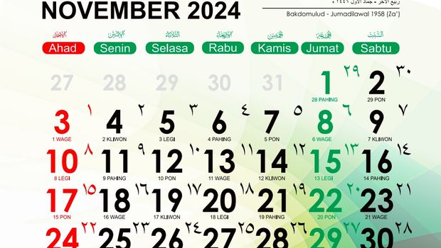 Kalender November 2024.