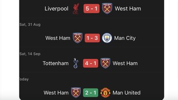 West Ham padahal sebelumnya sasaran empuk tim-tim besar, eh MU malah kalah. Foto: X.com