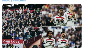 Akun resmi MU berterima kasih atas dukungan fans baik saat menang ataupun kalah. Foto: X.com