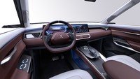 Di bagian dalam, DST Concept mengikuti dasbor datar Mitsubishi XForce. Di dalamnya ada layar besar untuk instrument cluster dan sistem infotainment. Mobil ini juga memiliki panoramic sunroof yang membentang hingga baris ketiga. Foto: Dok. Mitsubishi