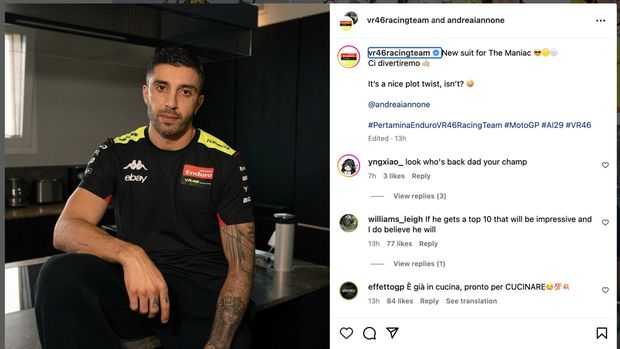 Andrea Iannone turun di MotoGP Malaysia 2024 bareng tim balap Valentino Rossi
