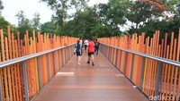 Pengunjung juga dapat menikmati Infinity Bridge, jembatan ikonik di tengah taman yang menawarkan pemandangan hijau dan segar dari ketinggian.