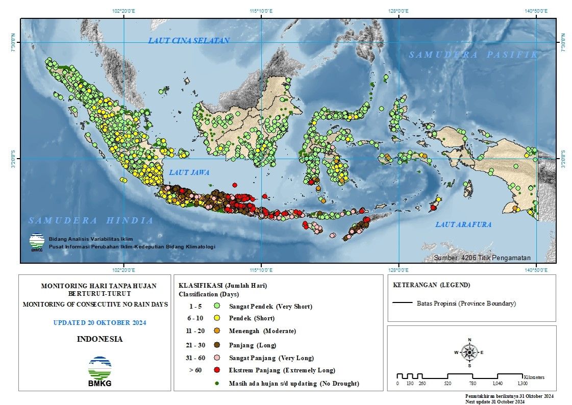 Kondisi Hari Tanpa Hujan per 20 Oktober 2024. (Dok. BMKG)