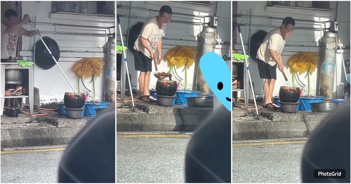 Duh! Pemilik Kedai Tertangkap Basah Aduk Makanan dengan Kain Pel
