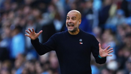 Soccer Football - Premier League - Manchester City v Southampton - Etihad Stadium, Manchester, Britain - October 26, 2024 Manchester City manager Pep Guardiola reacts REUTERS/Molly Darlington EDITORIAL USE ONLY. NO USE WITH UNAUTHORIZED AUDIO, VIDEO, DATA, FIXTURE LISTS, CLUB/LEAGUE LOGOS OR LIVE SERVICES. ONLINE IN-MATCH USE LIMITED TO 120 IMAGES, NO VIDEO EMULATION. NO USE IN BETTING, GAMES OR SINGLE CLUB/LEAGUE/PLAYER PUBLICATIONS. PLEASE CONTACT YOUR ACCOUNT REPRESENTATIVE FOR FURTHER DETAILS..