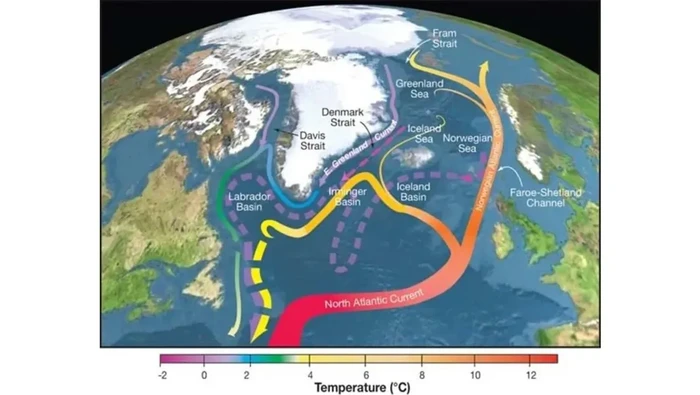 Studi pelengkap oleh tim terpisah telah meneliti interaksi antara pencairan es di Atlantik Utara dan aliran arus laut yang krusial.