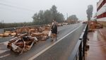 Hujan Lebat Guyur Valencia, Barang-barang Pabrik Berserakan di Jalanan