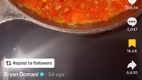 Semuanya dimasak sampai mendidih seperti ini. Terlihat juga teksturnya mulai mengental. Foto: TikTok Bryan Domani
