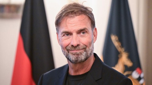 08 October 2024, Baden-Württemberg, Stuttgart: Soccer coach Jürgen Klopp receives the Order of Merit of the State of Baden-Württemberg. Born in Stuttgart, he received the award for his wide-ranging social commitment outside of sport. Photo: Bernd Weißbrod/dpa (Photo by Bernd Weißbrod/picture alliance via Getty Images)