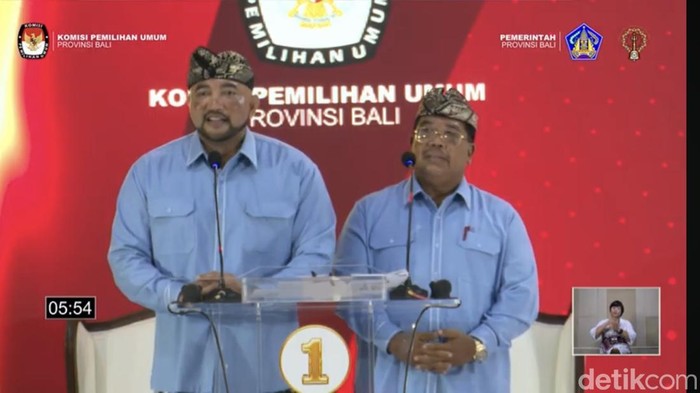 Paslon nomor urut 1 Mulia-PAS memaparkan visi-misi pada debat Pilgub Bali 2024, Rabu (30/10/2024).