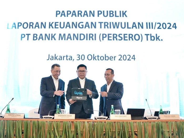 PT Bank Mandiri (Persero) mencetak laba bersih sebesar Rp 42 triliun di kuartal III 2024.