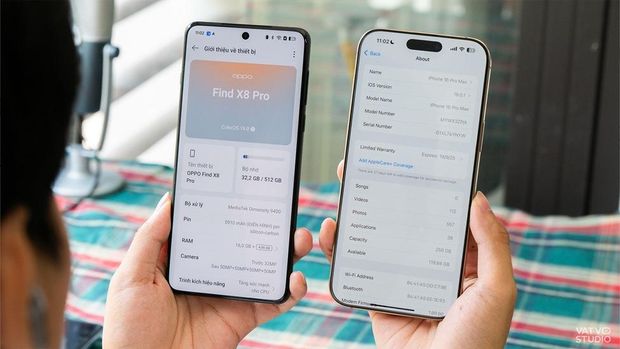 OPPO Find X8 Pro & iPhone 16 Pro Max 屏幕展示 OPPO Find X8 Pro 和 iPhone 16 Pro Max 屏幕显示