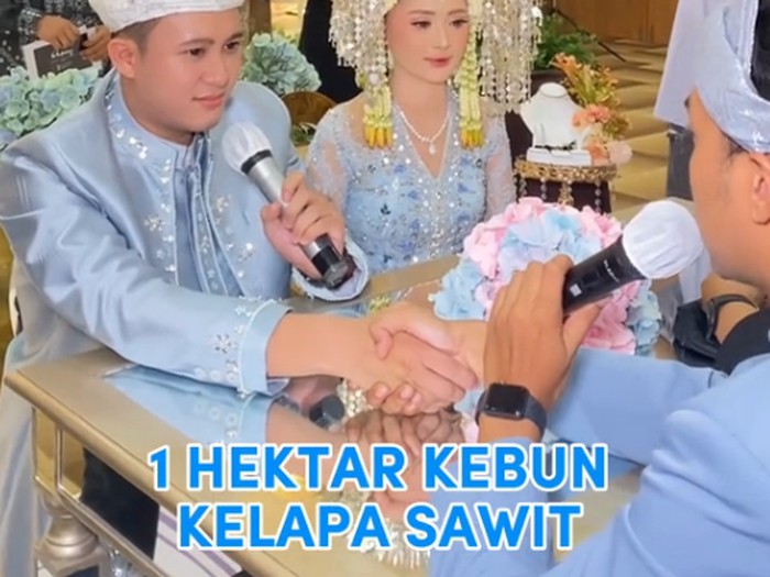 Viral pengantin pria yang memberikan mas kawin berupa uang tunai Rp 1 Miliar, 1 hektar kebun kelapa sawit, 1 hektar kebun cengkeh dan 60 rumah kontrakan.