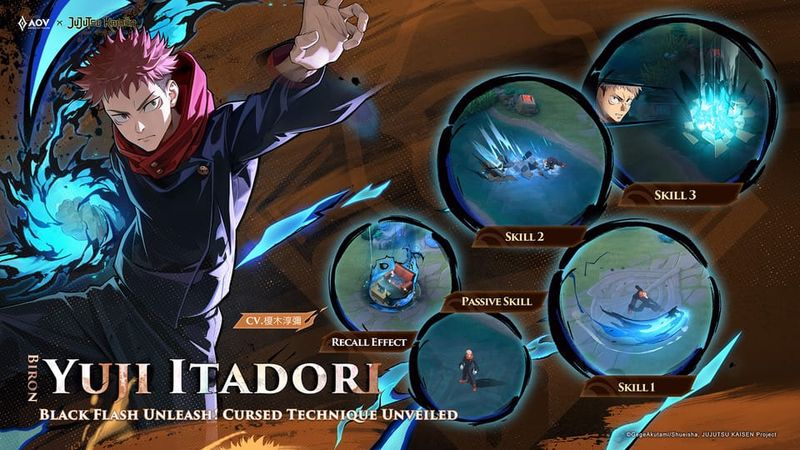 Arena of Valor berkolaborasi dengan Jujutsu Kaisen. Ada skin dan skill effect dari karakter utama mereka, Yuji Itadori dan Satoru Gojo.