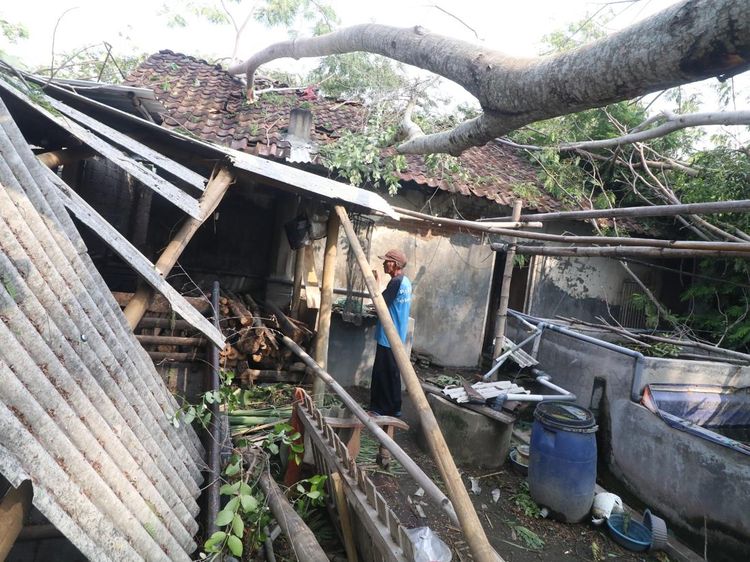 Angin Kencang Terjang Kediri, Rumah-rumah Warga Tertimpa Pepohonan