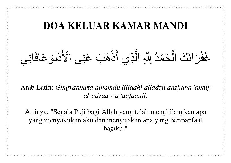 Doa keluar kamar mandi.