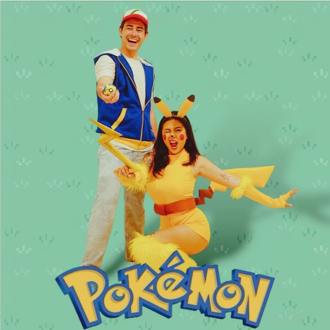 Awkarin dan kekasihnya, Abyakta Ernoult tampil kompak menjadi karakter Pokemon. Awkarin memilih mengenakan kostum seksi Pikachu, sementara Aby menjadi Ash. Foto: Instagram