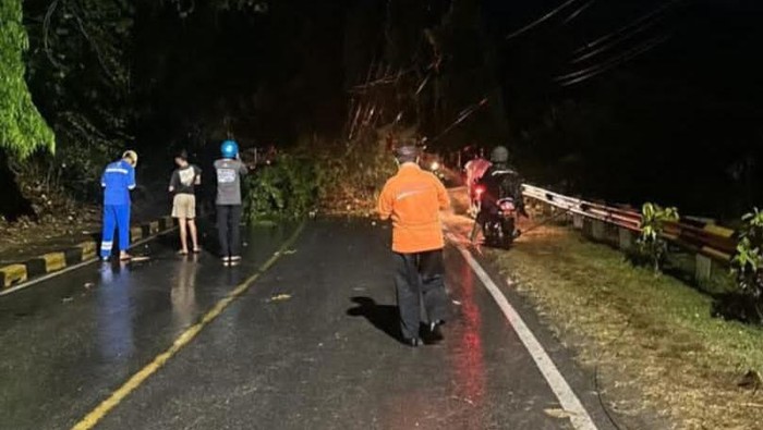 Jalan di Sampoddo Kota Palopo tertimbun longsor.
