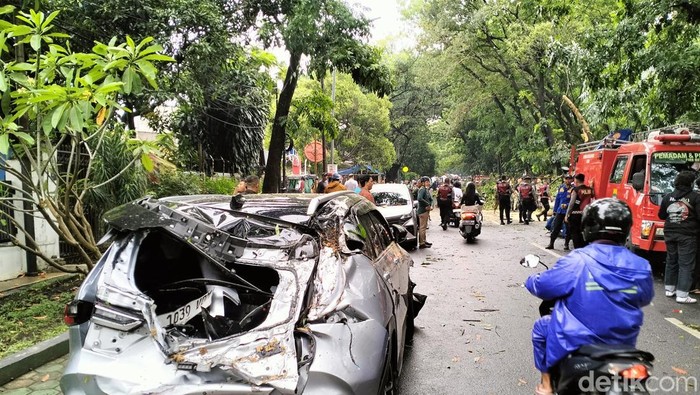 Kendaraan tertimpa pohon tumbang di Jalan Cisadea Bandung