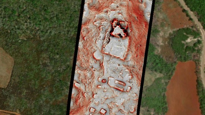 Peta dan hasil survei lidar di Campeche, Meksiko temukan kota hilang peradaban Maya beserta piramidanya.