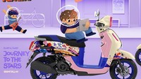 Konsep ketiga Playful Twist. Motor ini ditambah dengan hadirnya Headlight, Tail Light & Flassher Cover custom berkelir ungu yang dimodifikasi dari aksesoris resmi Yamaha, sukses menghadirkan keceriaan dan semangat eksplorasi dalam setiap perjalanan bersama Fazzio Hybrid. Foto: Yamaha