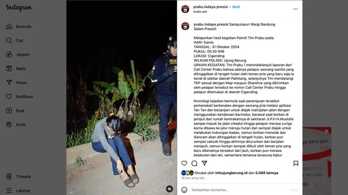 unggahan penyelamatan wanita yang hendak diperkosa di hutan Bandung