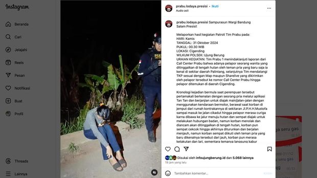 unggahan penyelamatan wanita yang hendak diperkosa di hutan Bandung
