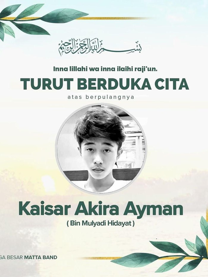Wox Drummer Matta Band Kaisar, anak Wox drummer Matta Band meninggal dunia.
