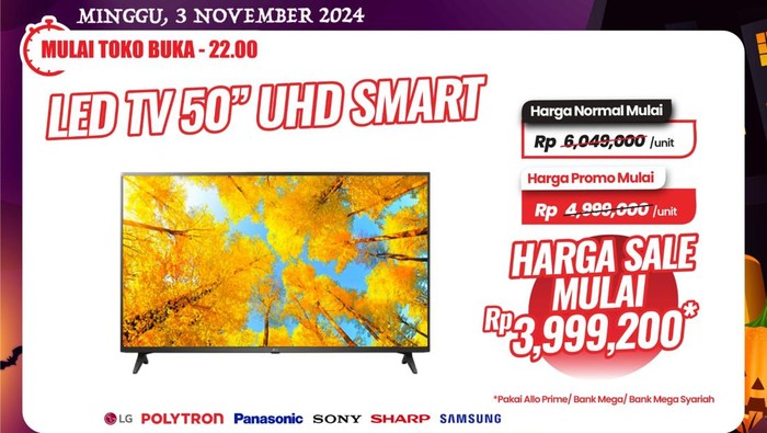 Beli TV LED di Transmart Full Day Sale Diskon Rp 3 Jutaan, Buruan Serbu!