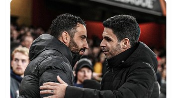 Lawan berat pertama Amorim di MU adalah melawan Arsenal. Foto: X.com