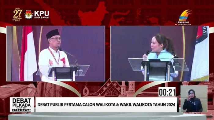 Tangkapan layar debat Pilkada Batam 2024. (Istimewa)