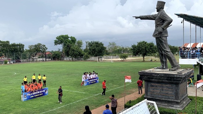Kompleks Gelora Soekarno, Mojoagung Trangkil, Kabupaten Pati yang menjadi home base dari tim Safin Pati Sport School menjadi salah satu tuan rumah venue Piala Soeratin 2024. Foto diunggah Minggu (3/11/2024).