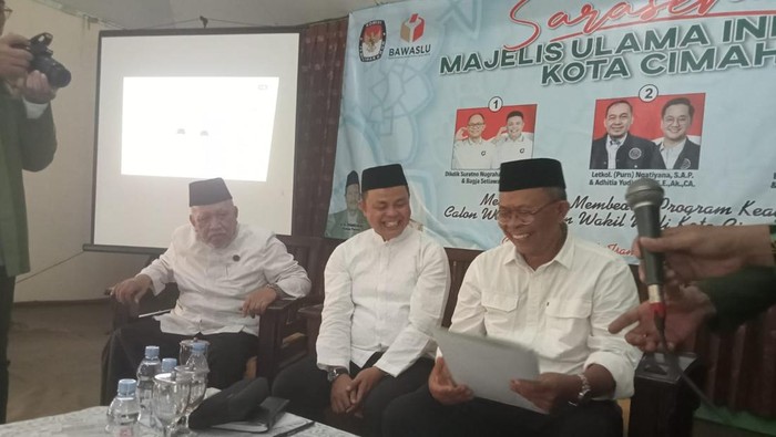 Pasangan Cawalkot dan Cawawalkot Cimahi saat Sarasehan MUI Kota Cimahi