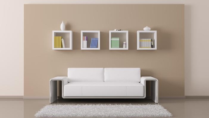 Sofa Putih dan Rak Gantung