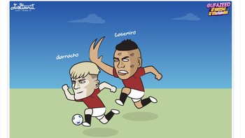 Sampai ada kartun Casemiro memarahi Garnacho. Foto: X.com