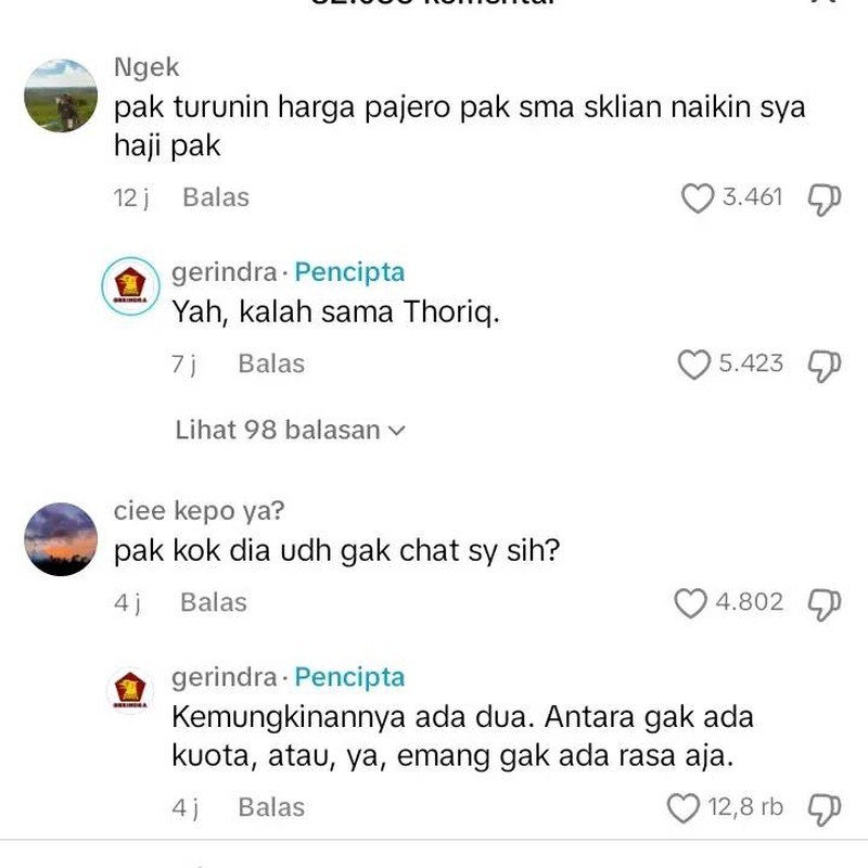 Balasan Admin Gerindra