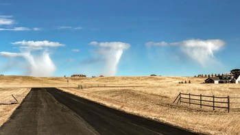 Jan Curtis mengambil foto ini pada 17 Desember 2021, dan menuliskan: Tingkat atmosfer yang lebih rendah sangat dingin dan lembap. Banyak virga (kristal es) yang jatuh dari massa awan tipis ini. Jika ini terjadi di musim panas, cuaca buruk kemungkinan besar akan terjadi di kemudian hari. Pada hari ini, hujan salju konvektif yang tersebar terjadi tak lama setelah penangkapan di tengah pagi ini. Klasifikasi awan alternatif bisa jadi adalah awan altocumulus floccus dengan virga tetapi saya yakin awan ini berada jauh di bawah 1.800 meter di atas permukaan tanah. Foto: Jan Curtis via Earth Sky