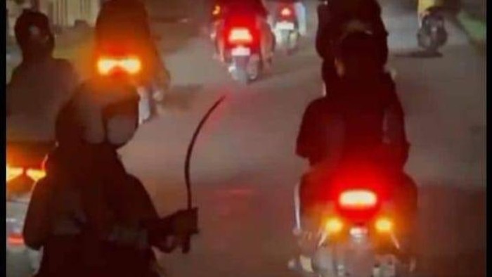 Konvoi geng motor di Klaten.  Foto diunggah Selasa (5/11/2024).
