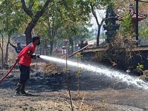 Hektaran Lahan Dekat Pura Dalem di Karangasem Hangus Terbakar