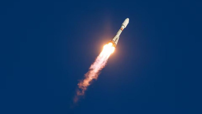 A Soyuz-2.1b rocket booster with a Fregat upper stage carrying satellites ascends after blasting off from its launchpad at the Vostochny Cosmodrome in the far-eastern Amur region, Russia November 5, 2024. Roscosmos/Handout via REUTERS Purchase Licensing Rights
