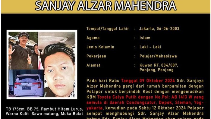 Info orang hilang Polres Gunungkidul, Rabu (6/11/2024).
