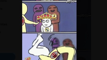 Meme AC Milan membanting Real Madrid. Foto: X.com