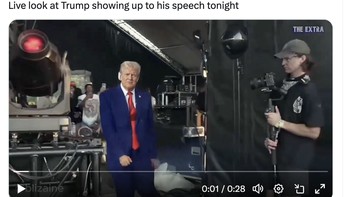 Meme Trump bersemangat menyapa pendukung dengan pidato kemenangan. Foto: X.com